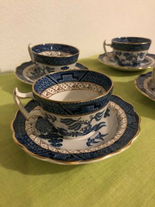 4 Cups& Saucers Booths Real Old Willow,  A8025 Made In England 2