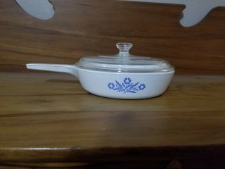 Corning Ware Blue Cornflower Sauce P - 83 - B 6 1/2 In - With Pyrex Glass Lid