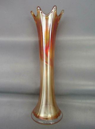 Diamond Thin Rib Marigold Carnival Glass 9½ " Swung Vase 7012