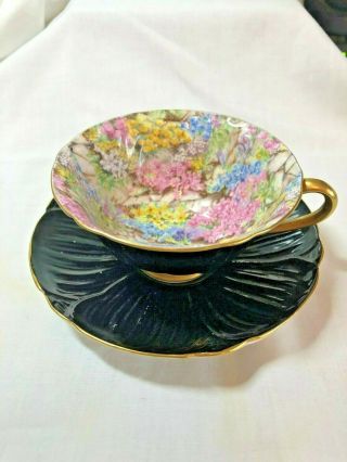 Vintage Shelley Tea Cup And Saucer - Floral Rock Garden Oleander England
