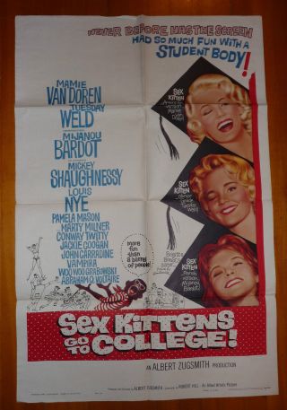 " Sex Kittens Go To College " 1960 One - Sheet Movie Poster Mamie Van Doren