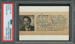 Ray Bolger Autograph Cut (" The Wizard Of Oz - Signed) Psa/dna Certified