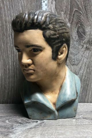 Vintage Elvis Presley Hand Painted Chalkware Bust Sculpture