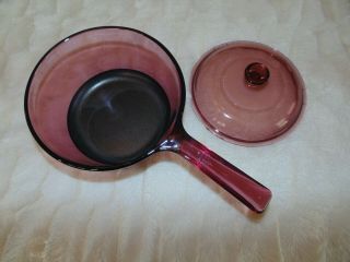 Vintage Visions Corning Ware Cranberry 1 1/2 Qt Non Stick Saucepan With Lid