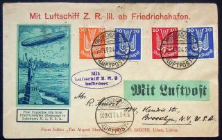 1924 First Zr - 3 Zeppelin Flight Cover Germany To Lakehurst,  N.  J.
