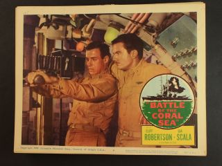 Lot; Two 1959 Battle Of The Coral Sea Movie Lobby Cards Cliff Robertson