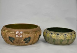 Vintage Roseville Pottery Mostique Arts and Crafts Bowls 240 - 7 and 72 - 6 2