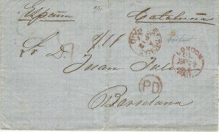 Danish West Indies 1863 Stampless Cover To Barcelona,  Spain,  With Sismondo Cert.
