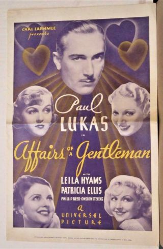 1934 Affairs Of A Gentleman Pressbook Paul Lucas Leila Hyams Patricia Ellis