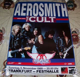 Vintage 1989 Aerosmith & The Cult Event Gig Poster Frankfurt Germany