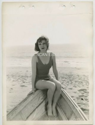 Frances Dee Sexy Leggy Swimsuit At Beach Vintage Dbl Wt Keybook Portrait Photo