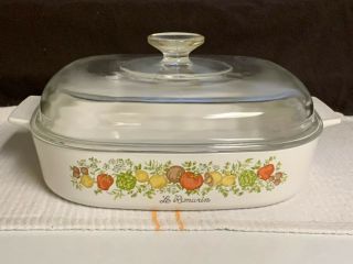 Vintage Corning Ware " Spice Of Life ",  A - 10 - B 10 " X10 " X2 " Le " Romarin W/ Dome Lid