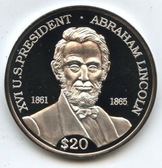 President Abraham Lincoln 2004 Proof Silver $20 Coin Liberia - Bd08