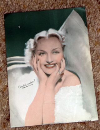1930s Hollywood Fan Photo Tinted Lithograph Carole Lombard 648