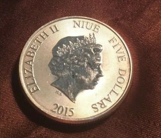 2015 Zealand Five Dollars 2 Oz.  999 Fine Silver Niue Hawksbill Turtle