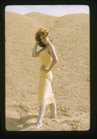 Tina Louise Sultry Sexy Barefoot Glamour Pin Up Photo Yellow Dress Transparency