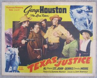 Vintage 1942 Texas Justice Movie Poster 22 " X 28 " George Houston Rare