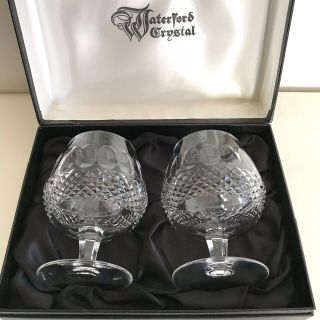 2 Waterford Colleen Crystal Brandy Snifters Glasses Signed