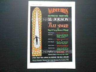 Four Al Jolson The Jazz Singer English Trade Advert Posters 1920 