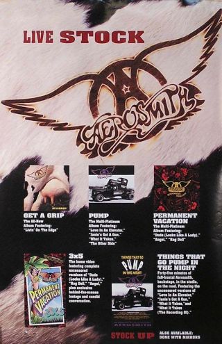Aerosmith 1993 Live Stock Double Sided Promo Poster