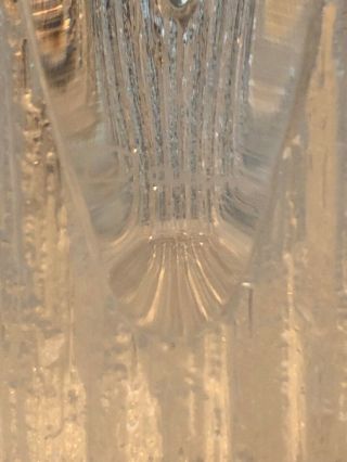 Daum Crystal Signed Mid Century Modern Bark Textured Vase RARE France 3
