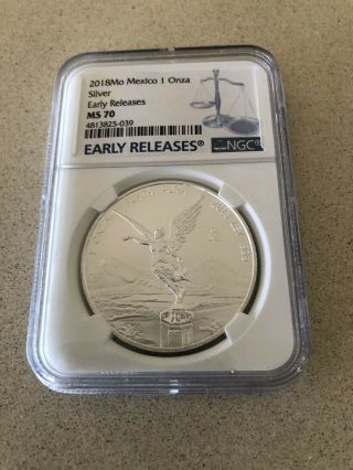 2018 Mo Mexico 1 Onza Silver Libertad Ngc Ms70 Early Releases Rare