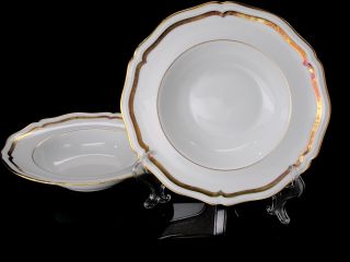 Limoges A.  Raynaud Et Cie Ceralene Marie Antoinette 2 Soup Bowls 8 "