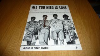 The Beatles All You Need Is Love 1967 Sheet Music Northern Songs