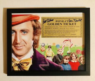 Willy Wonka “charlie Bucket” Signed Golden Ticket Framed With 8x10 Photo (jsa)