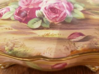 ROYAL WINTON HAND PAINTED ROSE CANDY BOX and Nut trays SIGNED 3