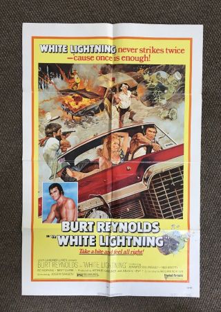Vintage 1973 White Lightning 1 Sht Movie Poster Burt Reynolds Moonshine