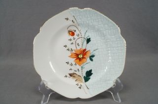 4 German Aesthetic Period Hand Painted Floral & Butterflies Basketweave Plates 3