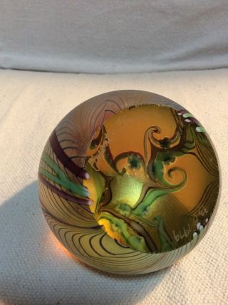 Vintage 1979 Orient And Flume Art Glass Paperweight Signed