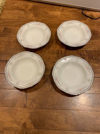 4 Noritake Rothschild 7293 Rimmed Soup Bowls
