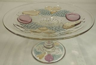 Westmoreland Della Robbia Pastel Glass Compote / Cheese Stand 6.  5 "