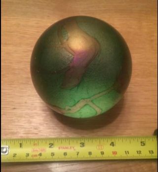 John Ditchfield Glass Glasform Iridescent Sphere/round Paperweight Pw119