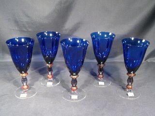 Mikasa Estate Cobalt Blue Water Goblets Set Of 5