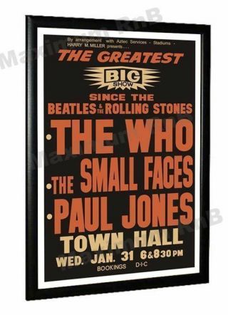 The Who Small Faces Paul Jones Zealand Concert Poster 1968