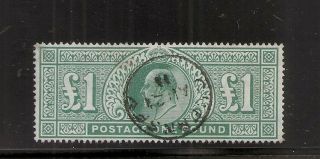 1902 Great Britain Sc 142,  1 Pound Blue - Green,  $1500.  00
