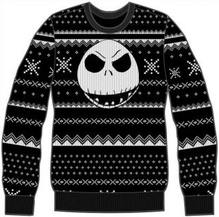 Nightmare Before Christmas Jack Ugly Sweater Large Black,