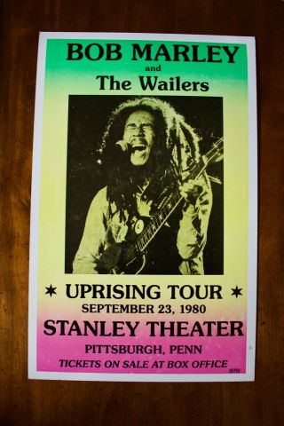 Bob Marley Uprising Tour Pittsburgh 1980 Concert Poster (cardboard)