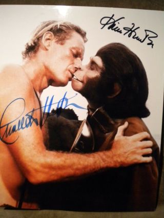 Planet Of The Apes Charlton Heston,  Kim Hunter Autograph Signed 8x10 Photo 2s