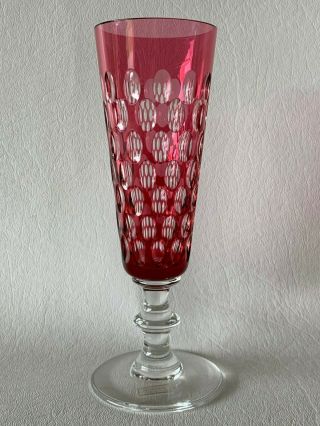 Rare Saint Louis Crystal " Cleopatre Red " Fluted Champagne Glass 3