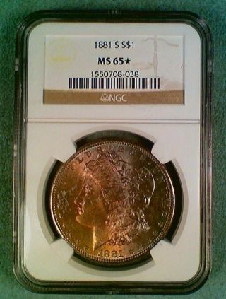 Bu Toned 1881 - S Morgan Silver Dollar Ngc Ms65 Star (011)