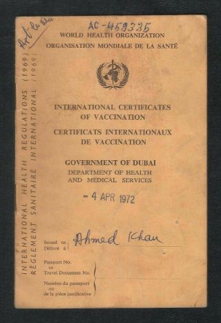 1969 1972 Government Of Dubai Health Vaccination Services Book With Postmark