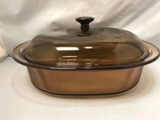 Vision Corning Ware Cookware Amber 4 Qt Liter Oval Roaster W/ Lid V - 34 B