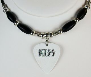 Kiss Ace Frehley Silver Holo Logo Guitar Pick Necklace