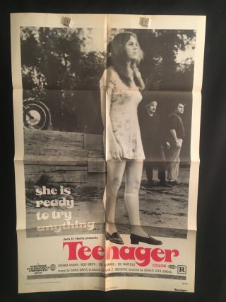 Teenager 1974 One Sheet Movie Poster Sexploitation Andrea Cagan Bad Girl Sexy