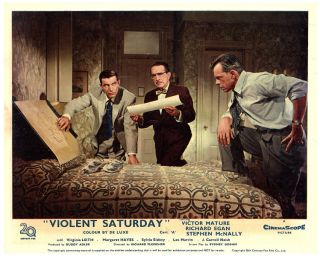 Violent Saturday Lobby Card Lee Marvin Looks At Plans