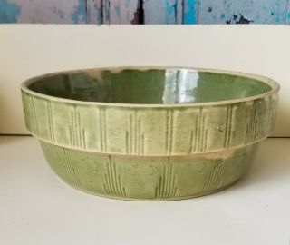 Antique Watt Pottery Yellow Ware Moon & Stars Green Deep 2 Bowls